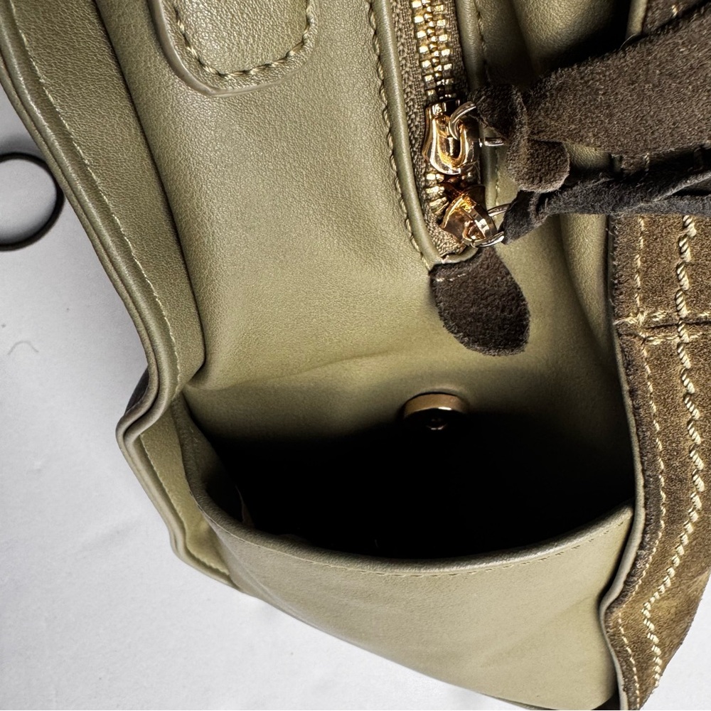 Moda Luxe Olive Green Suede & Leather Backpack Vegan - Picture 8 of 16